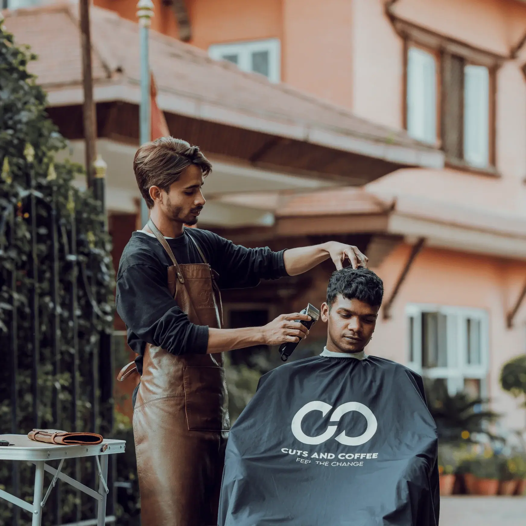 Barber cutting hair